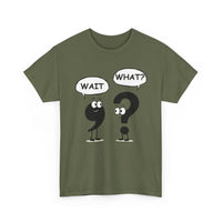 Wait What? Funny Grammar T-Shirt 🤔 | Comma & Question Mark Cartoon Tee