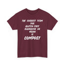 Funny Vegan Joke T-Shirt – Sugarless, Gluten-Free, Vegan = Compost  Tee  🌱🤣👕