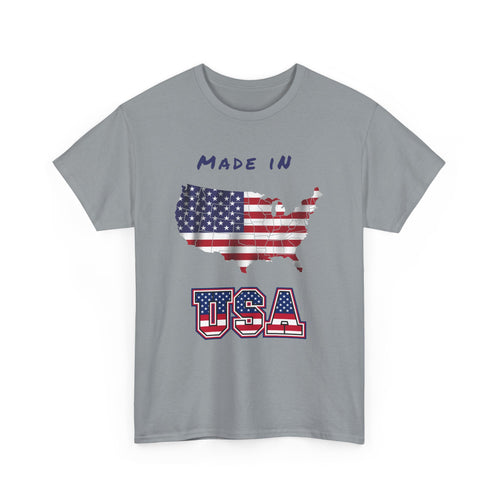 Made in USA T-Shirt with Flag and Country Outline