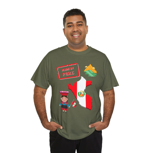 Made in Peru T-Shirt with Flag, Traditional Girl & Machu Picchu