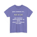 Quick Marriage Tip Funny T-Shirt – Hilarious Husband & Wife Lawn Mowing Joke Tee  👕😂🌱