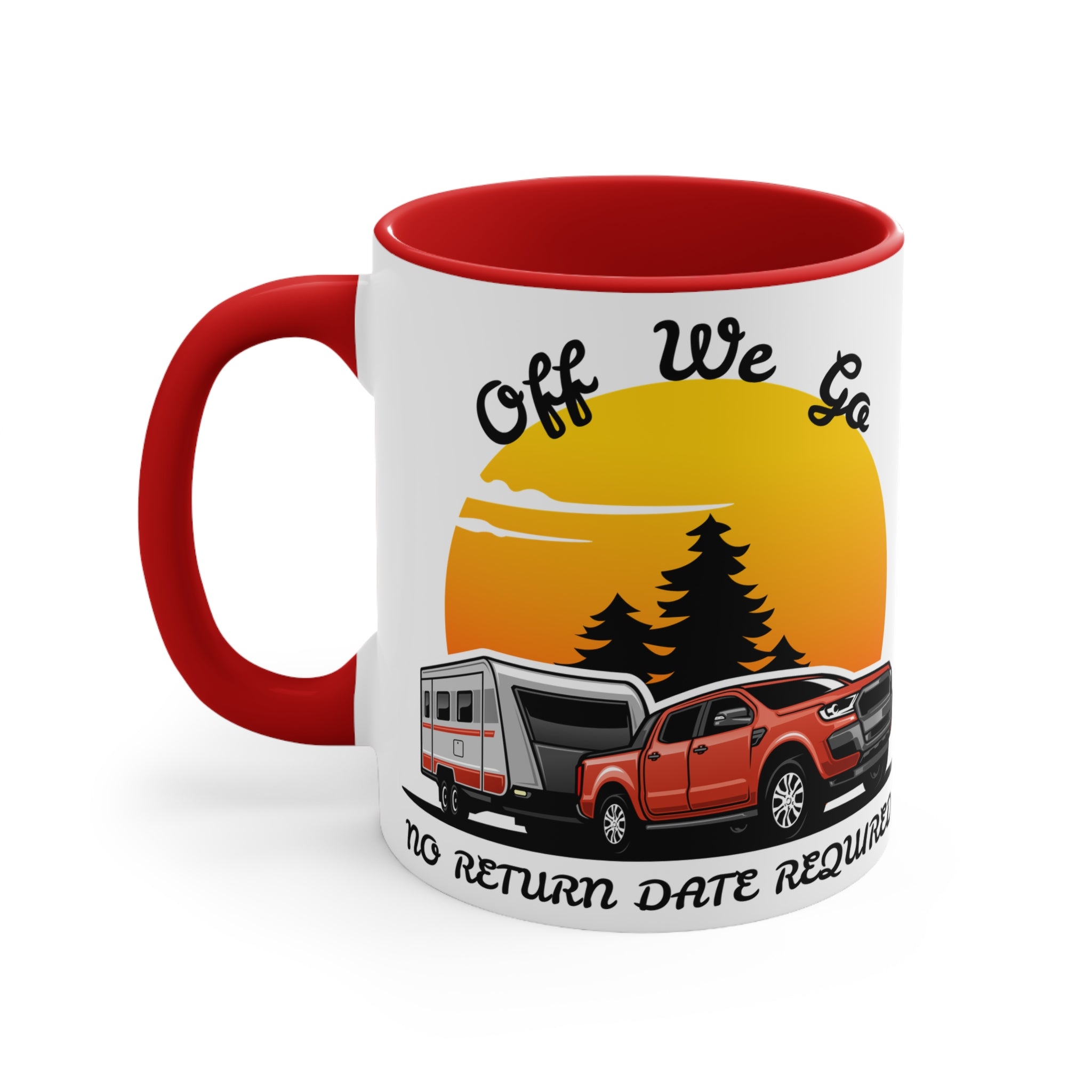 Off We Go, No Return Date Required - Caravan Coffee Mug 🚐 Colourful Accent Mug 11oz