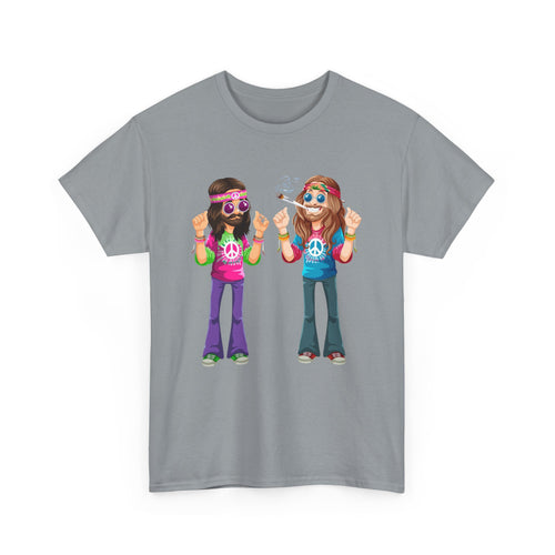 Hippie Vibes T-Shirt – Funny Retro Stoner Couple Tee ✌️🌿😄