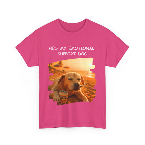 He's My Emotional Support Dog – Funny Beach Bum Dog T-Shirt 🐶🌞🍻