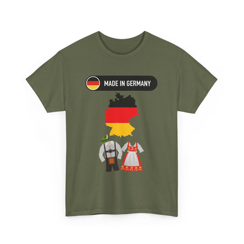 Made in Germany T-Shirt with Flag, Country Outline & Traditional Dress