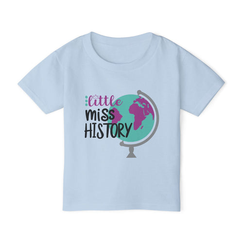 Little Miss History Kids' T-Shirt - Fun Design with Globe