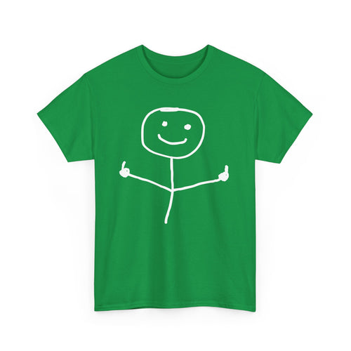 Bold Stick Figure Double Fingers T-Shirt – Edgy Statement Design