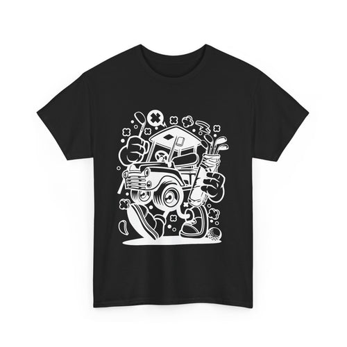 Funny Golf Cart T-Shirt – Walking Cart with Clubs
