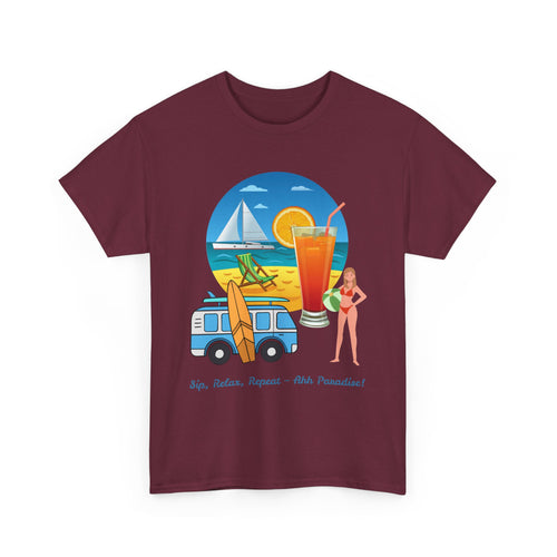 Sip, Relax, Repeat - Ahh Paradise, Beach T-Shirt