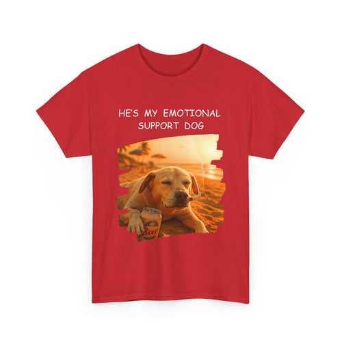 He's My Emotional Support Dog – Funny Beach Bum Dog T-Shirt 🐶🌞🍻