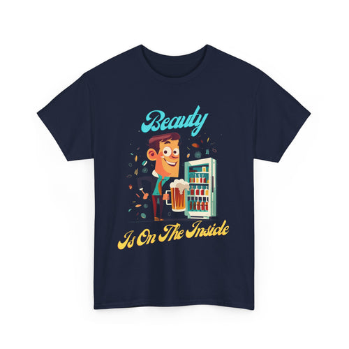 Beauty Is on the Inside Beer Fridge T-Shirt – Funny Aussie Bloke Humour Tee