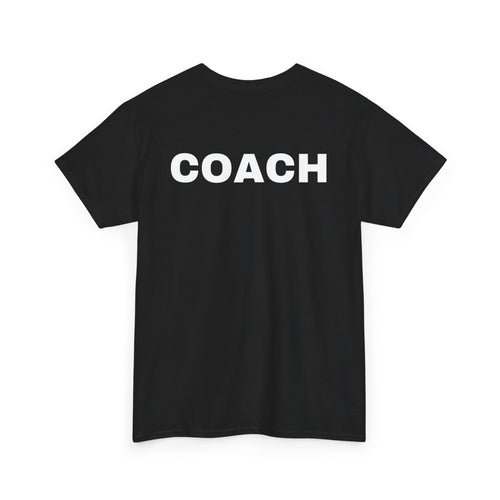 Black t-shirt with 'COACH' printed on the back