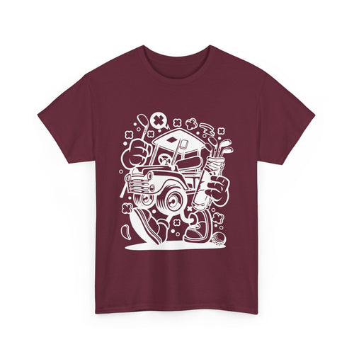 Funny Golf Cart T-Shirt – Walking Cart with Clubs