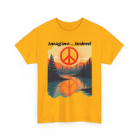 Imagine… Indeed Peace T-Shirt | Sunrise Cityscape & Mountains Tee 🌅✌️