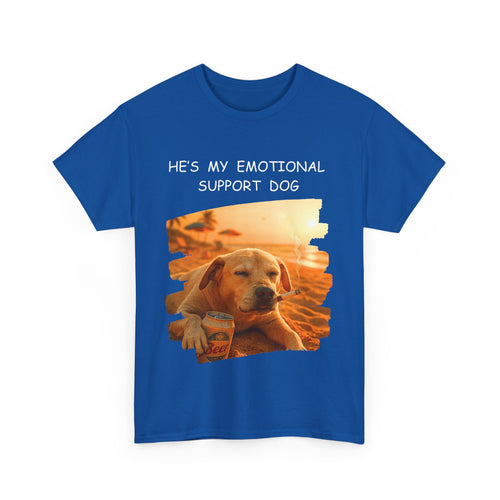 He's My Emotional Support Dog – Funny Beach Bum Dog T-Shirt 🐶🌞🍻