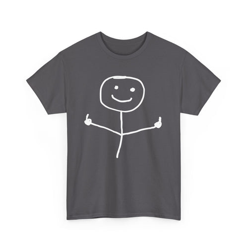 Bold Stick Figure Double Fingers T-Shirt – Edgy Statement Design