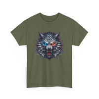 Scary Wolf Face T-Shirt with Glowing Eyes