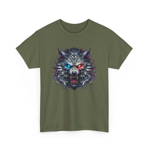 Scary Wolf Face T-Shirt with Glowing Eyes