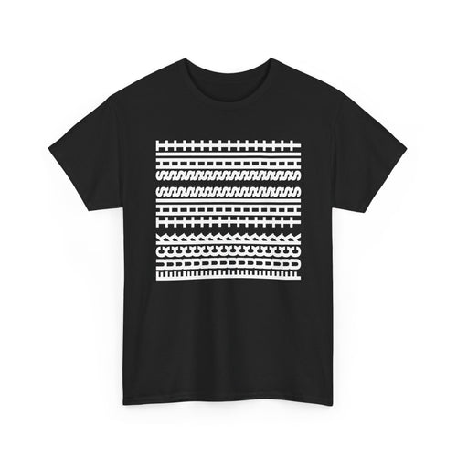 Black t-shirt with white text fuck this shit written side ways