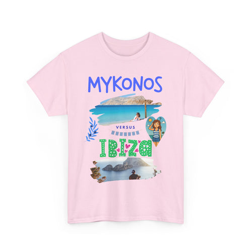 Mykonos vs Ibiza Funny Beach T-Shirt – Holiday Dilemma Design 🌴 🏖️ 🤯 ✈️ 🇬🇷