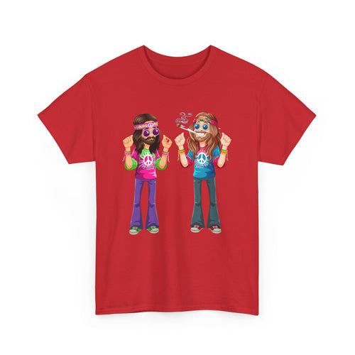 Hippie Vibes T-Shirt – Funny Retro Stoner Couple Tee ✌️🌿😄