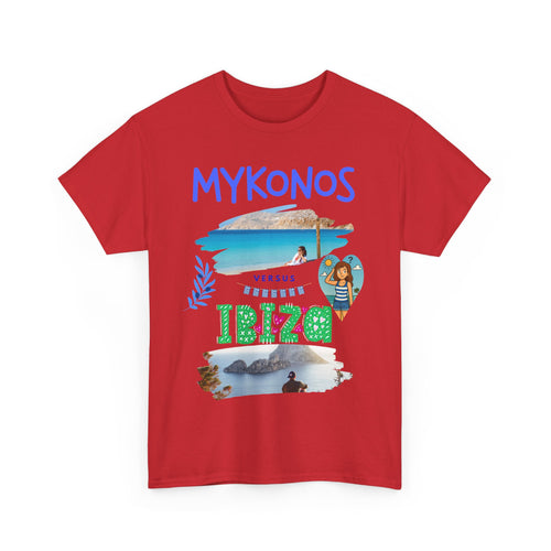 Mykonos vs Ibiza Funny Beach T-Shirt – Holiday Dilemma Design 🌴 🏖️ 🤯 ✈️ 🇬🇷