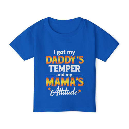 Kids Funny T-Shirt – Daddy’s Temper & Mama’s Attitude