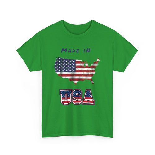 Made in USA T-Shirt with Flag and Country Outline