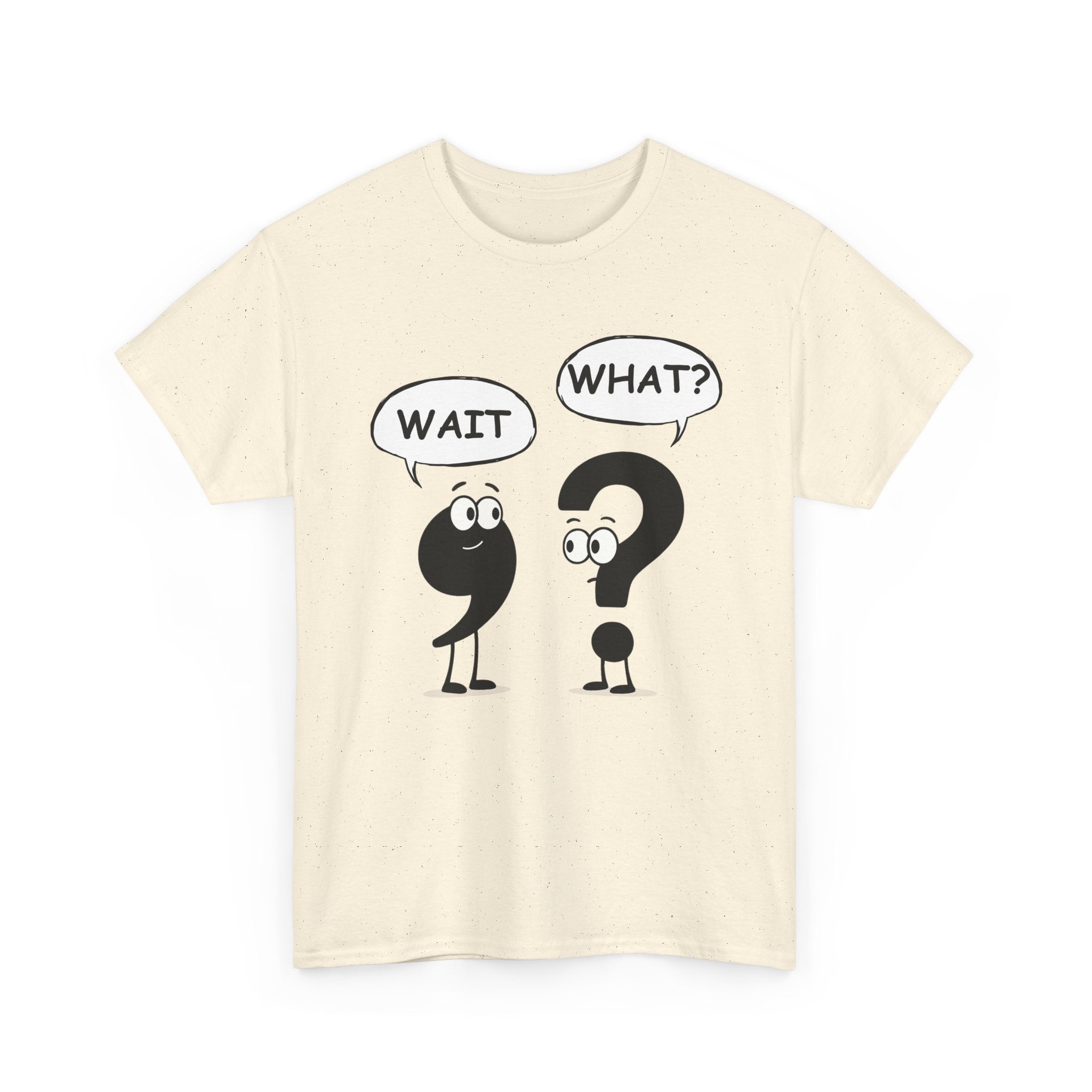 Wait What? Funny Grammar T-Shirt 🤔 | Comma & Question Mark Cartoon Tee