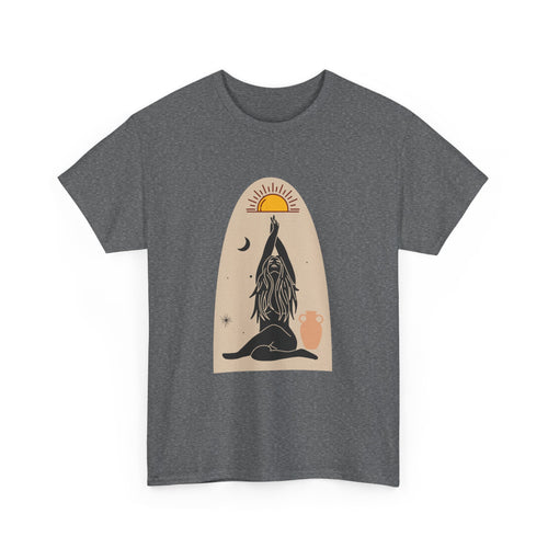 Surfboard Girl T-Shirt – Flowing Hair & Sun Worship Design