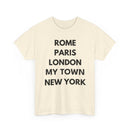 Personalised City List T-Shirt | Rome Paris London New York Custom Tee ✈️👕