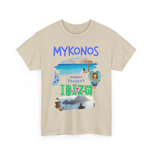 Mykonos vs Ibiza Funny Beach T-Shirt – Holiday Dilemma Design 🌴 🏖️ 🤯 ✈️ 🇬🇷