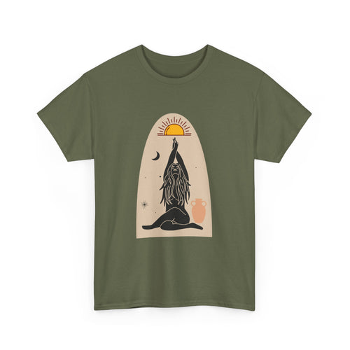 Surfboard Girl T-Shirt – Flowing Hair & Sun Worship Design