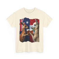 Kangaroo vs Llama Beer Clink T-Shirt | Australia Meets Peru Tee 🐾🍺