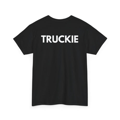 Black t-shirt with 'TRUCKIE' printed on the back