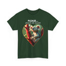 Green t-shirt with a koala graphic and text 'PLEASE... LEAVE ME ALONE' 