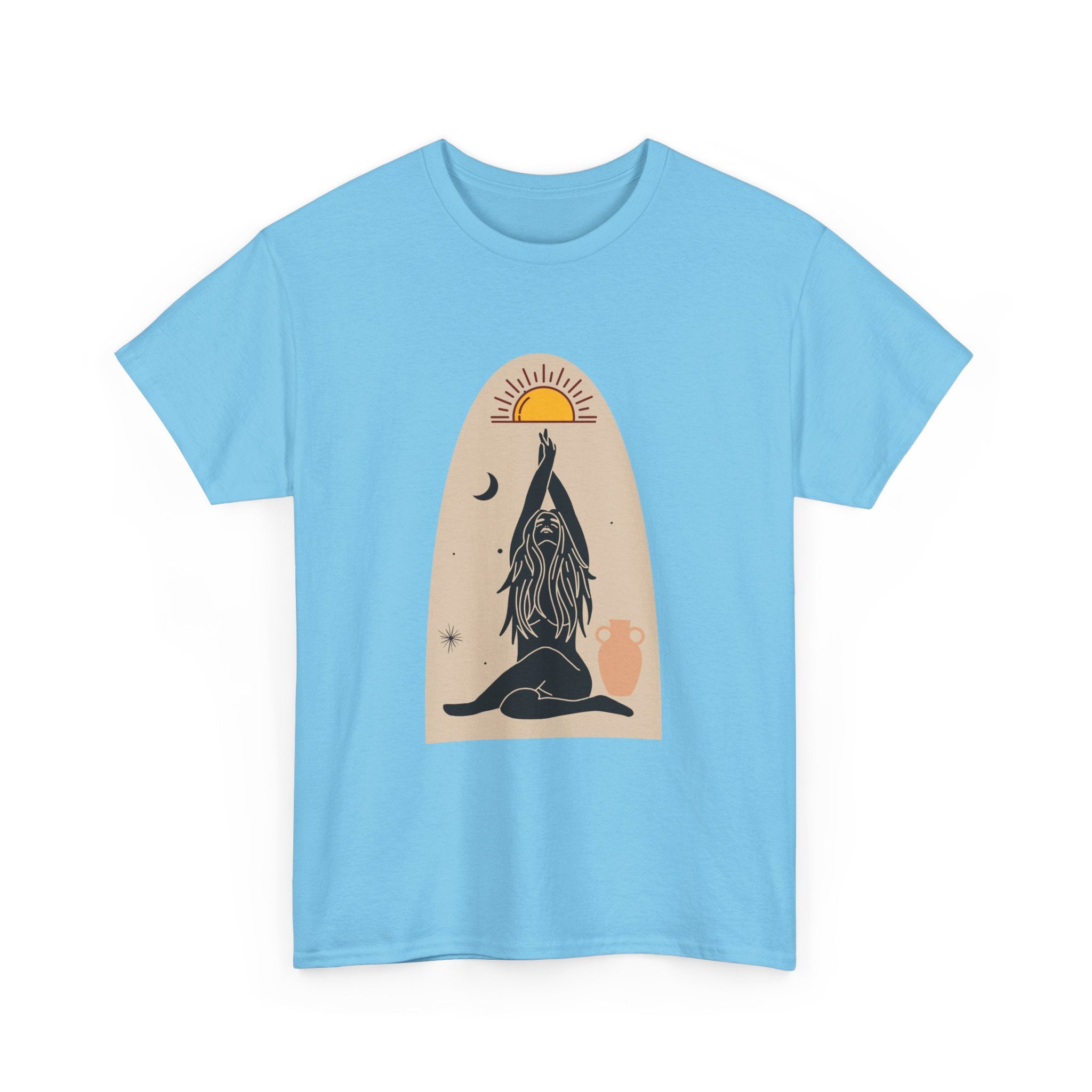 Surfboard Girl T-Shirt – Flowing Hair & Sun Worship Design