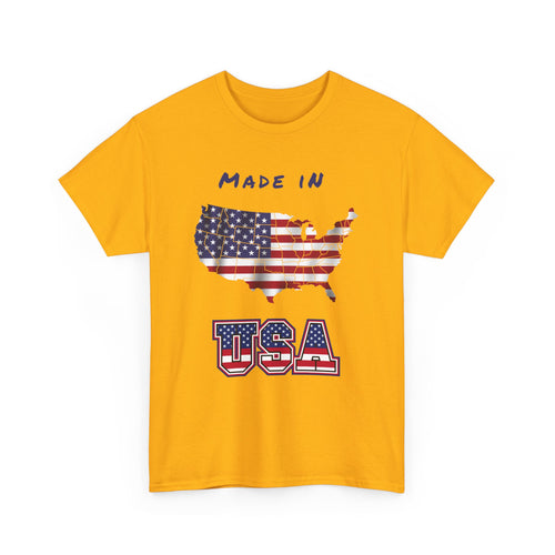 Made in USA T-Shirt with Flag and Country Outline