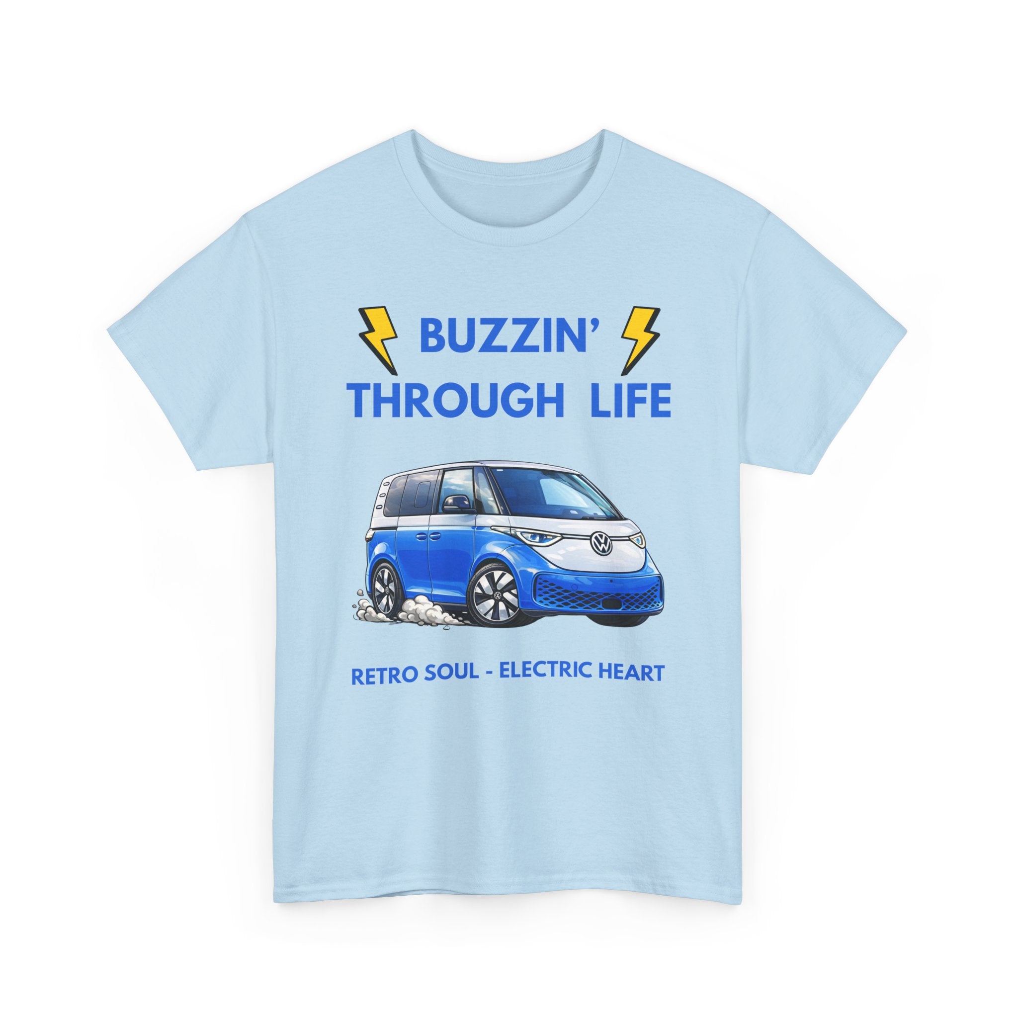 Buzzin' Through Life T-Shirt | Retro Soul Electric Heart Tee 🚌⚡
