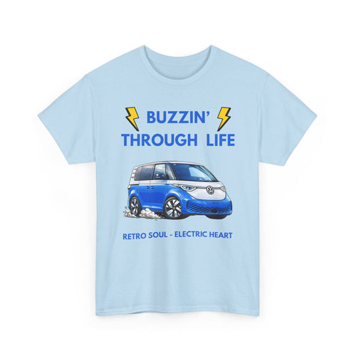 Buzzin' Through Life T-Shirt | Retro Soul Electric Heart Tee 🚌⚡