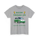 Buzzin' Through Life T-Shirt | Retro Soul Electric Heart Tee in Green/White 🚌⚡