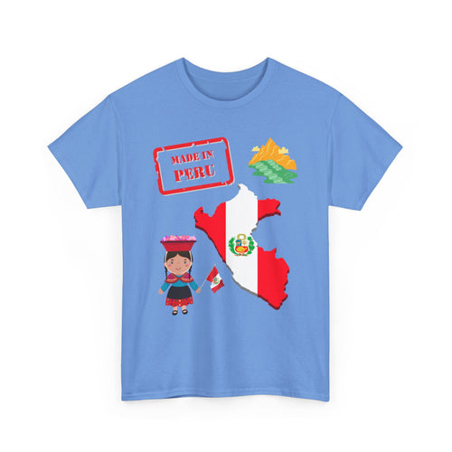 Made in Peru T-Shirt with Flag, Traditional Girl & Machu Picchu