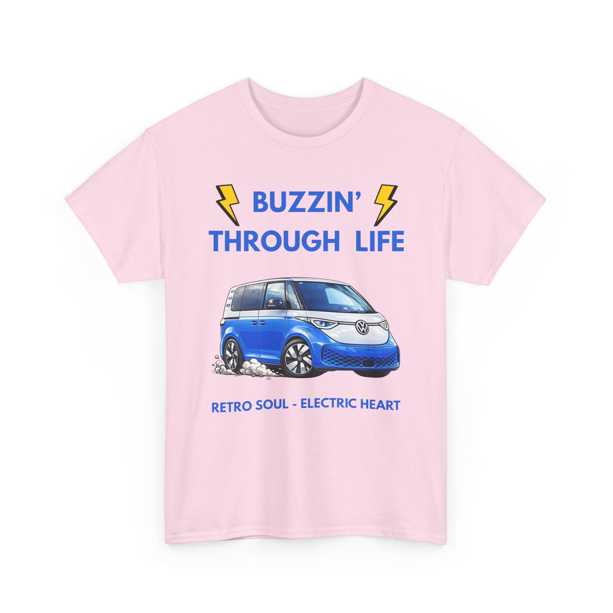 Buzzin' Through Life T-Shirt | Retro Soul Electric Heart Tee 🚌⚡