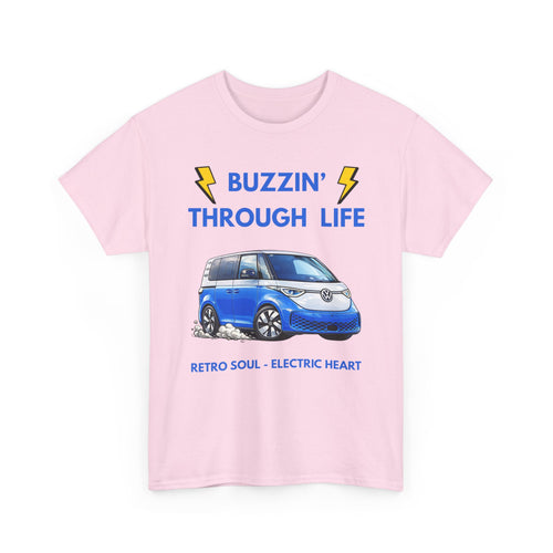 Buzzin' Through Life T-Shirt | Retro Soul Electric Heart Tee 🚌⚡