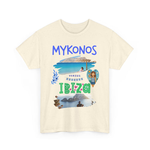 Mykonos vs Ibiza Funny Beach T-Shirt – Holiday Dilemma Design 🌴 🏖️ 🤯 ✈️ 🇬🇷