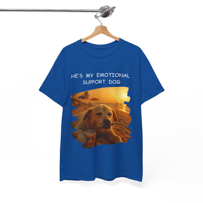 He's My Emotional Support Dog – Funny Beach Bum Dog T-Shirt 🐶🌞🍻