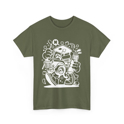 Funny Golf Cart T-Shirt – Walking Cart with Clubs
