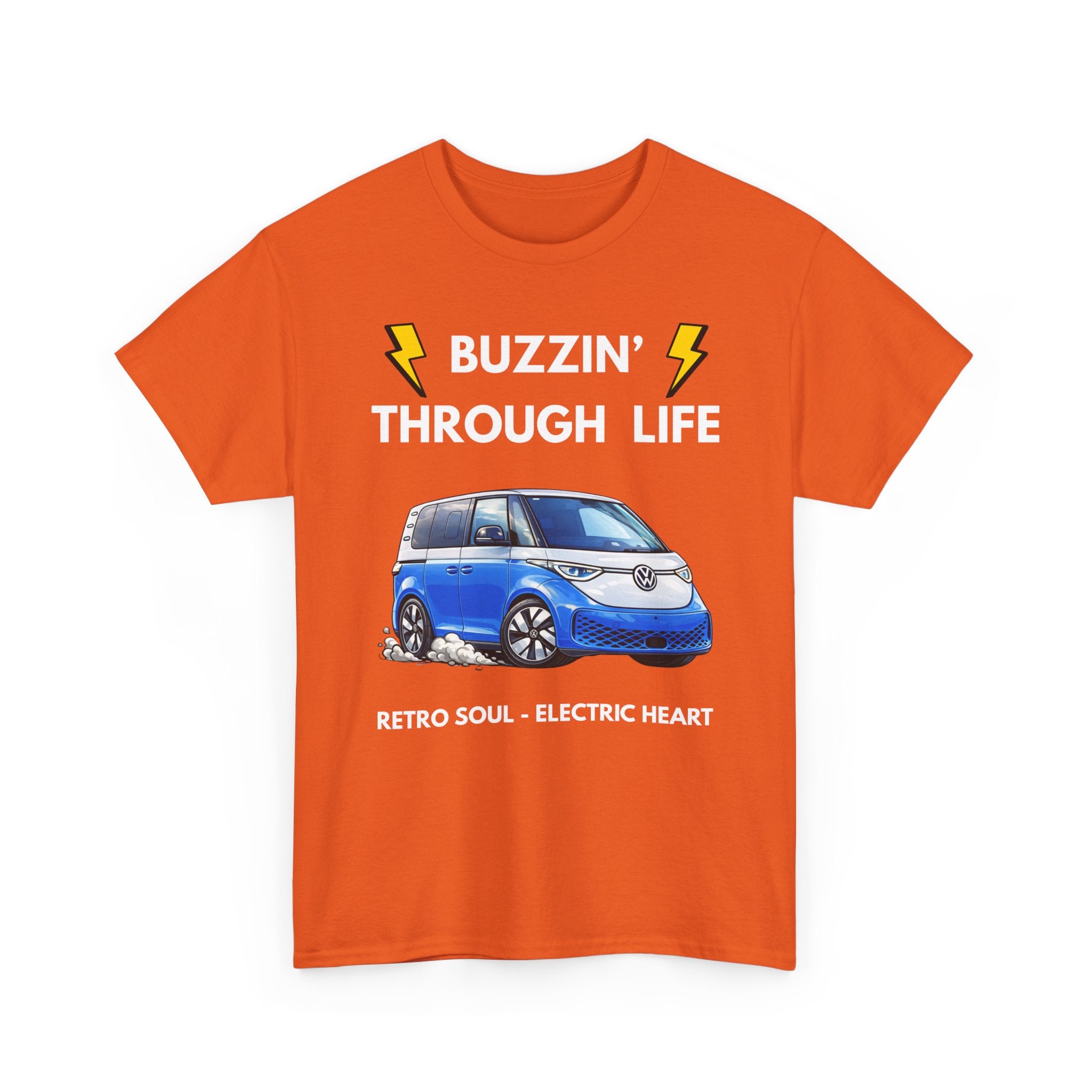 Buzzin' Through Life T-Shirt | Retro Soul Electric Heart Tee 🚌⚡