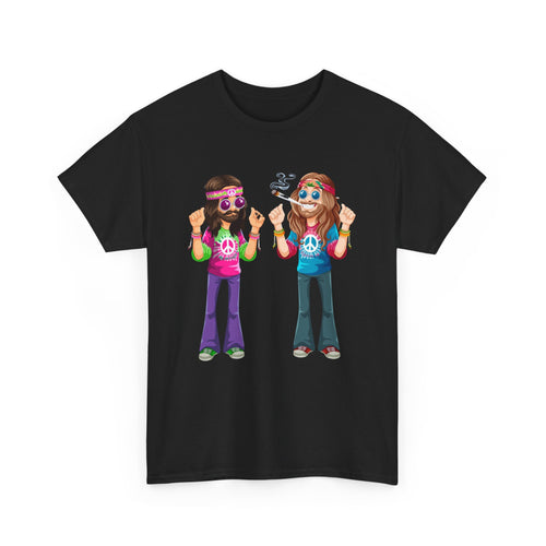 Hippie Vibes T-Shirt – Funny Retro Stoner Couple Tee ✌️🌿😄
