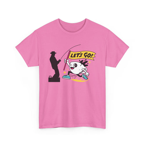 Let's Go Fishing, Fun T-Shirt with Fish and Flag Design